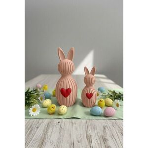 Imagine Set suporturi lumanari, Easter Bunny, Bioplastic, Pudră / Roșu