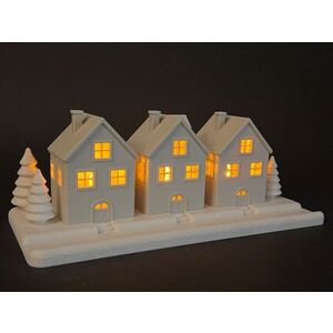 Imagine Suport lumanare, Winter Village, 25x11x10 cm, Bioplastic, Crem