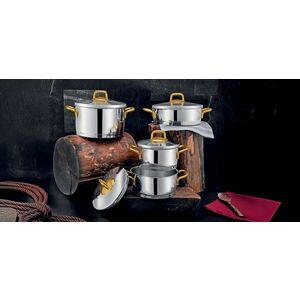 Imagine Set vase pentru gatit, Hermia, 357NYP1106, Capac: 18 x 18 cm (1 bucată), Argint / Aur