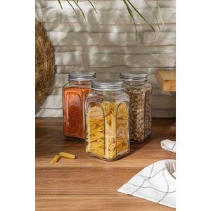 Imagine Set recipiente cu capac, Hermia, 238PLN1305, Dimensiune: 8, 5 x 8, 5 x 16, 5 cm / 820 ml (3 bucăți), Argintiu