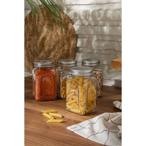 Imagine Set recipiente cu capac, Hermia, 238PLN1307, Dimensiune: 8, 5 x 8, 5 x 14 cm / 660 ml (4 bucăți), Argintiu