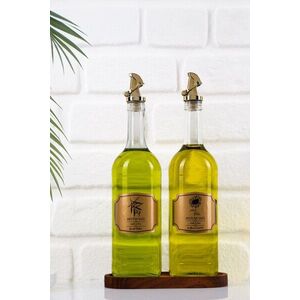 Imagine Set sticle dispenser ulei si otet, Hermia, 409PBH1416, Suport din lemn: (1 bucată), Transparent