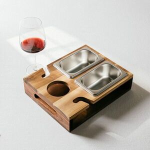 Imagine Set pentru servire Edmore, Homla, 31x25x8 cm, lemn/inox, natur/argintiu