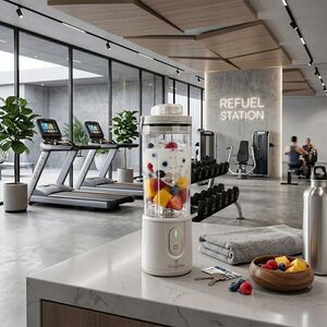 Imagine Blender portabil Berlinger Haus, Sahara, 400 ml, 110W, 9x27.2 cm, inox/plastic, crem/transparent