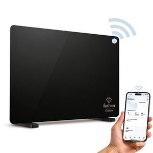 Imagine Panou electric de incalzire Fashion TV, Black Rose, 64.5x6.6x43 cm, 1400W, sticla securizata, negru