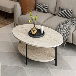 Imagine Masuta de cafea, Hanah Home, Elis, 90x36x60 cm, Travertin