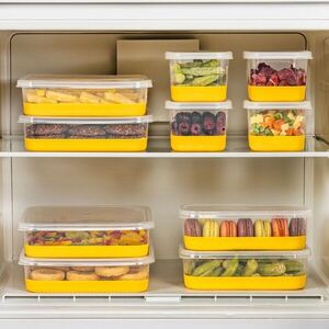 Imagine Set organizatoare frigider, Hermia, 964FRM3438, Dimensiune: 10, 5 x 21, 5 x 6, 5 cm / 1000 ml (2 bucăți) , Galben