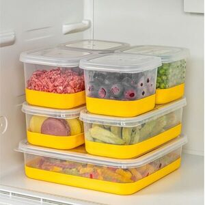Imagine Set organizatoare frigider, Hermia, 964FRM3443, Dimensiune: 10, 5 x 21, 5 x 6, 5 cm / 1000 ml (2 bucăți), Galben