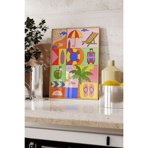Imagine Tablou decorativ, 109755, Lemn masiv, Sticla PVC, Multicolor