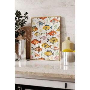 Imagine Tablou decorativ, 109756, Lemn masiv, Sticla PVC, Multicolor