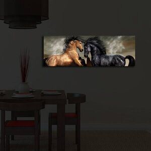 Imagine Tablou decorativ cu lumina LED, 3090İACT-45, PÂNZĂ DIN PIELE ÎNTOARSĂ, 30 x 90 cm, Multicolor