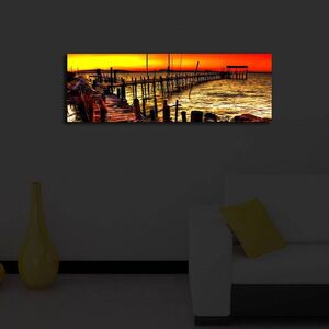 Imagine Tablou decorativ cu lumina LED, 3090İACT-46, PÂNZĂ DIN PIELE ÎNTOARSĂ, 30 x 90 cm, Multicolor