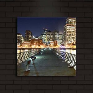Imagine Tablou decorativ cu lumina LED, 4040İACT-14, PÂNZĂ DIN PIELE ÎNTOARSĂ, Dimensiune: 40 x 40 cm, Multicolor