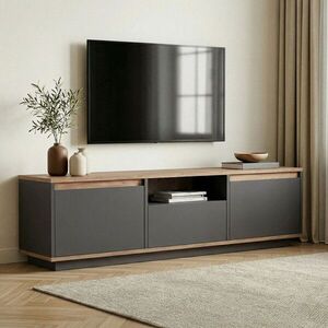 Imagine Comoda TV, Hanah Home, Sentinel, 160x42x30 cm, PAL, Antracit / Pin Atlantic