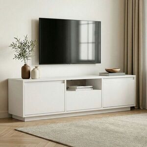 Imagine Comoda TV, Hanah Home, Sentinel, 160x42x30 cm, PAL, Alb natural
