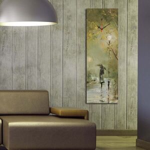 Imagine Ceas de perete, 3090CS-49, PÂNZĂ DIN PIELE ÎNTOARSĂ, 30 x 90 cm, Multicolor