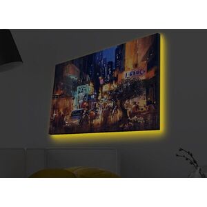 Imagine Tablou decorativ cu lumina LED, 4570MDACT-002, PÂNZĂ DIN PIELE ÎNTOARSĂ, Dimensiune: 45 x 70 cm, Multicolor