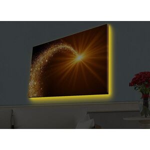 Imagine Tablou decorativ cu lumina LED, 4570HDACT-046, PÂNZĂ DIN PIELE ÎNTOARSĂ, Dimensiune: 45 x 70 cm, Multicolor