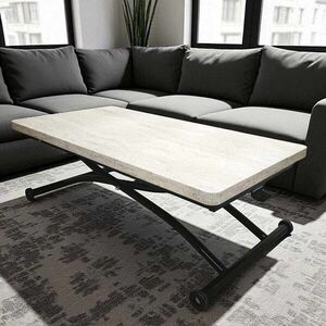 Imagine Masuta de cafea, Hanah Home, Juppo Ext, MDF, Travertin / Negru
