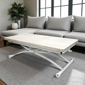 Imagine Masuta de cafea, Hanah Home, Juppo Ext, MDF, Travertin / Alb