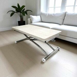 Imagine Masuta de cafea, Hanah Home, Mini Juppo Ext, MDF, Travertin / Crom