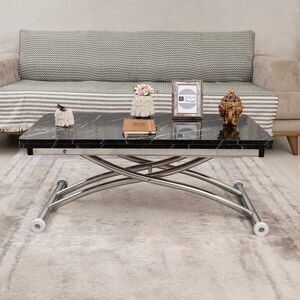 Imagine Masuta de cafea, Hanah Home, Mini Juppo Ext, MDF, Negru / Crom