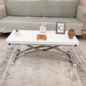 Imagine Masuta de cafea, Hanah Home, Mini Juppo Ext, MDF, Alb / Crom
