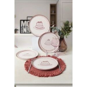 Imagine Set farfurii pentru desert, Hermia, 275KRM2015, Ceramica, Alb/Maro