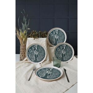 Imagine Set farfurii pentru desert, Hermia, 275KRM2016, Ceramica, Crem / Albastru marin