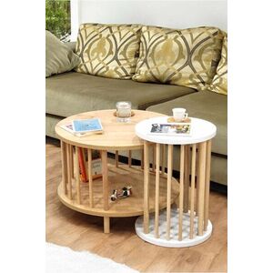Imagine Set masute de cafea, Hanah Home, Peka-Set108, PAL, Stejar Safir / Alb