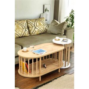 Imagine Set masute de cafea, Hanah Home, Peka111-125, PAL, Stejar Safir / Alb