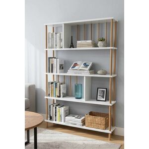 Imagine Corp biblioteca, Hanah Home, Peka145, 90x137x20 cm, PAL, Alb