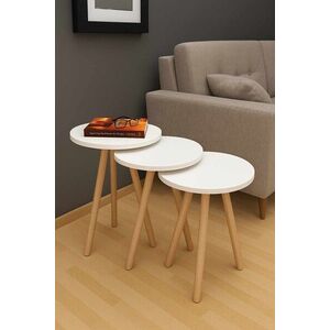 Imagine Set masute 3 piese, Hanah Home, Peka-152, PAL, Alb / Natural