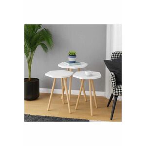 Imagine Set masute 3 piese, Hanah Home, Peka-155, PAL, Alb