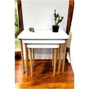 Imagine Set masute 3 piese, Hanah Home, Peka0015-S, PAL, Alb