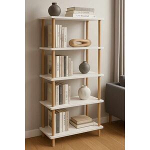 Imagine Corp biblioteca, Hanah Home, Pk261, 60x136x25 cm, PAL, Alb