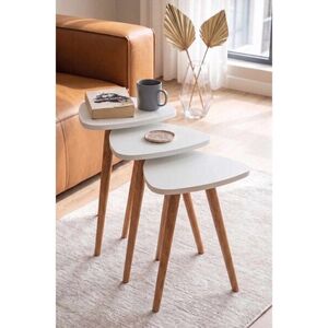 Imagine Set masute 3 piese, Hanah Home, Peka452, PAL, Alb / Natural