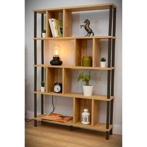 Imagine Corp biblioteca, Hanah Home, Peka-0045, 90x137x20 cm, PAL, Stejar / Negru