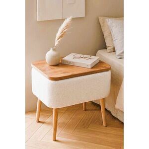 Imagine Noptiera, Hanah Home, Puf02Peka02, 60x55x30 cm, PAL, Alb / Natural