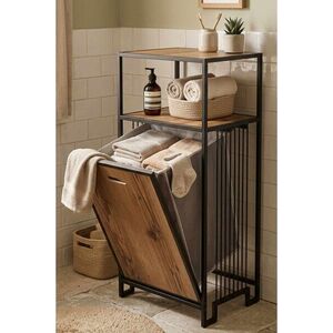 Imagine Raft pentru baie, Hanah Home, Peka9092, 40x74x32 cm, PAL, Natural/Negru