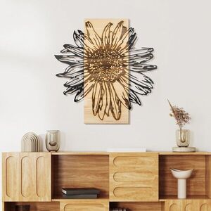 Imagine Decoratiune de perete, Rama de Oro -1, Metal, Rama din lemn (grosime 3 cm), Natural/Negru