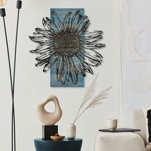Imagine Decoratiune de perete, Rama de Oro -3, Metal, Rama din lemn (grosime 3 cm), Albastru/Negru
