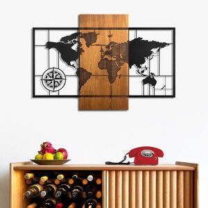 Imagine Decoratiune de perete, Fusione Naturale -5, Metal, Rama din lemn (grosime 3 cm), Nuc negru