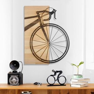 Imagine Decoratiune de perete, Wilderness Echo -1, Metal, Rama din lemn (grosime 3 cm), Natural/Negru