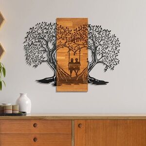 Imagine Decoratiune de perete, Sogno Forestale -5, Metal, Rama din lemn (grosime 3 cm), Nuc negru
