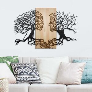 Imagine Decoratiune de perete, Murmure des Feuilles -1, Metal, Rama din lemn (grosime 3 cm), Natural/Negru