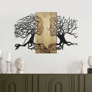 Imagine Decoratiune de perete, Murmure des Feuilles -1, Metal, Rama din lemn (grosime 3 cm), Verde/Negru