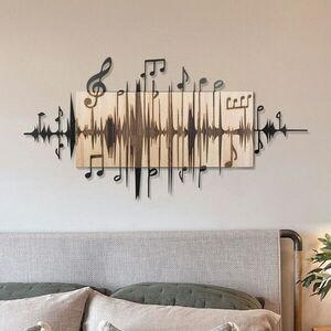 Imagine Decoratiune de perete, Symphonie Naturelle -1, Metal, Rama din lemn (grosime 3 cm), Natural/Negru