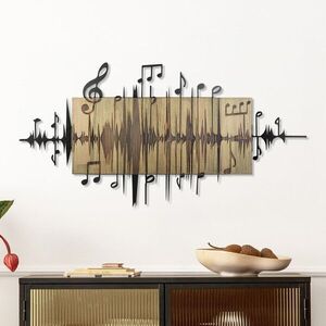 Imagine Decoratiune de perete, Symphonie Naturelle -2, Metal, Rama din lemn (grosime 3 cm), Verde/Negru