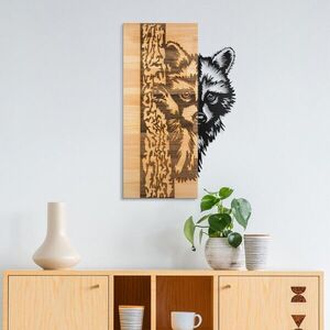 Imagine Decoratiune de perete, Whispering Timber -1, Metal, Rama din lemn (grosime 3 cm), Natural/Negru